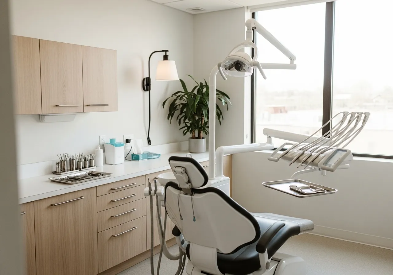Consultorio dental moderno, limpio y ordenado